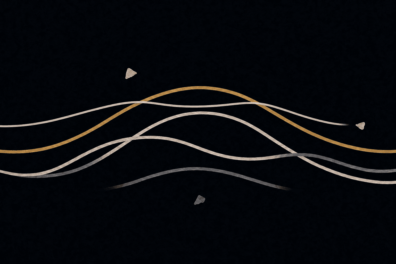Several curves crossing and separating, the one that comes out on top drawn in gold, as candidates get scored against each other.